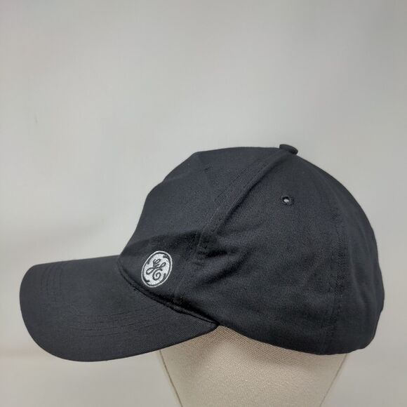 GE Strapback Hat Black One Size Embroidered Logo Adjustable 6 Panel - Picture 3 of 7